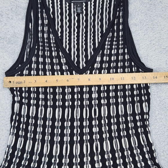 White House Black Market Tank Top Womens Small Black Knit Striped V Neck Peplum - Picture 5 of 13